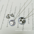 cz map design silver earrings jewelry sets necklace